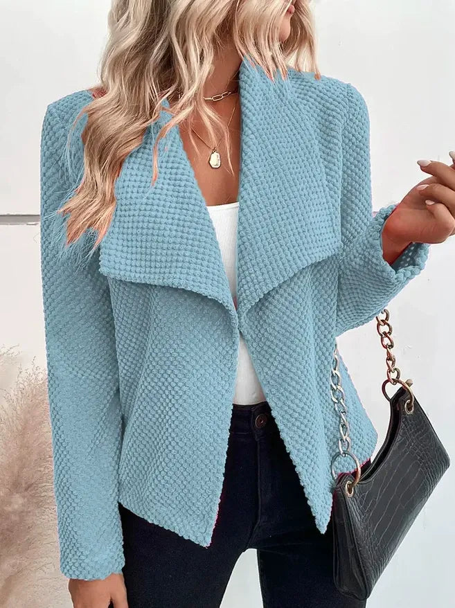 Damen Blazerjacke – Loose Fit – breites Revers – lange Ärmel