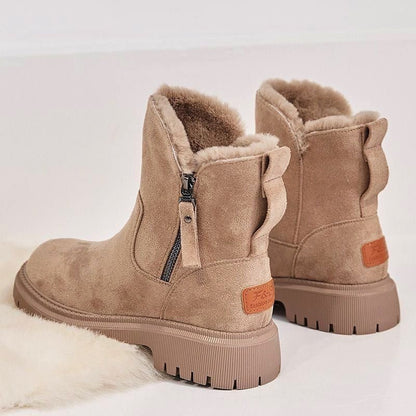 Damen Stiefeletten - Wildlederoptik - Warm gefüttert - Seitlicher Reißverschluss - Rutschfeste Profilsohle