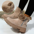 Damen Stiefeletten - Wildlederoptik - Warm gefüttert - Seitlicher Reißverschluss - Rutschfeste Profilsohle