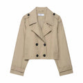 Damen Zweireihiger Trenchcoat mit Taschen – Stylische Herbst Winter Bürojacke