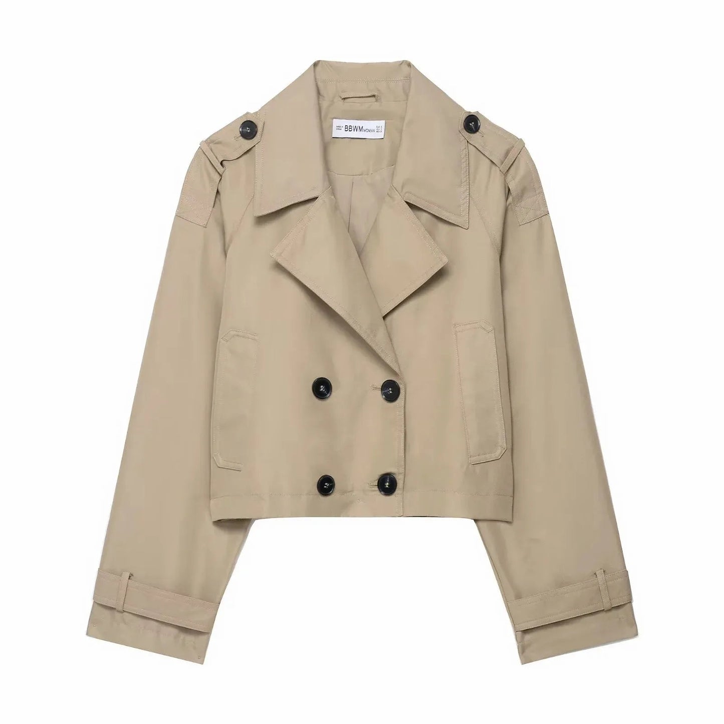 Damen Zweireihiger Trenchcoat mit Taschen – Stylische Herbst Winter Bürojacke