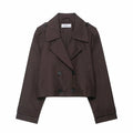 Damen Zweireihiger Trenchcoat mit Taschen – Stylische Herbst Winter Bürojacke