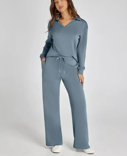 Damen Zweiteiliges Set | Sport Sweatshirt und Weite Hose für Herbst/Winter