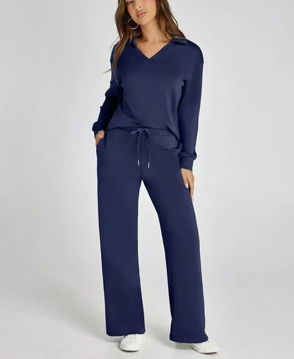 Damen Zweiteiliges Set | Sport Sweatshirt und Weite Hose für Herbst/Winter