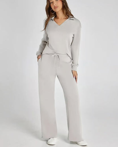 Damen Zweiteiliges Set | Sport Sweatshirt und Weite Hose für Herbst/Winter