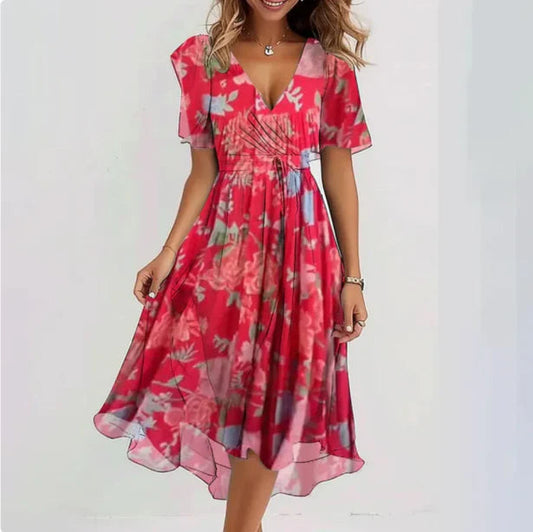 Damenkleid V-Ausschnitt | Festliche Kleider für Hochzeitsgast im Frühling Sommer