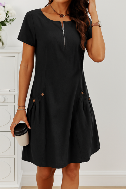Damenkleid | A-Linien Kurzarmkleid für Frühling und Sommer