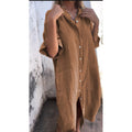 Damenkleid | Boho Shirtkleid für Sommer mit Knopfleiste und Taschen