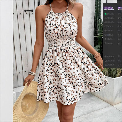 Damenkleid | Kleider Damen Sommer | Ärmeloses Halter-Nacken-Design