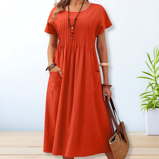Damenkleid | Leichtes Alltagskleid mit Taschen für Frühling und Sommer