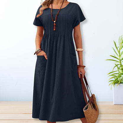 Damenkleid | Leichtes Alltagskleid mit Taschen für Frühling und Sommer