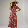 Damenkleid | Plus Size Sommerkleider für Damen mit V-Ausschnitt und Volantärmeln