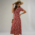 Damenkleid | Plus Size Sommerkleider für Damen mit V-Ausschnitt und Volantärmeln