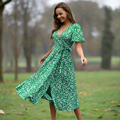 Damenkleid | Plus Size Sommerkleider für Damen mit V-Ausschnitt und Volantärmeln