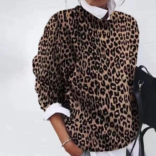 Damenpullover mit Leopardenmuster | Lässiger und modischer Pullover mit Tiermuster