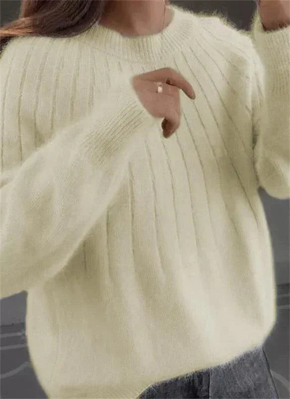 Damenpullover mit Wollstrickstruktur | Lange Ärmel