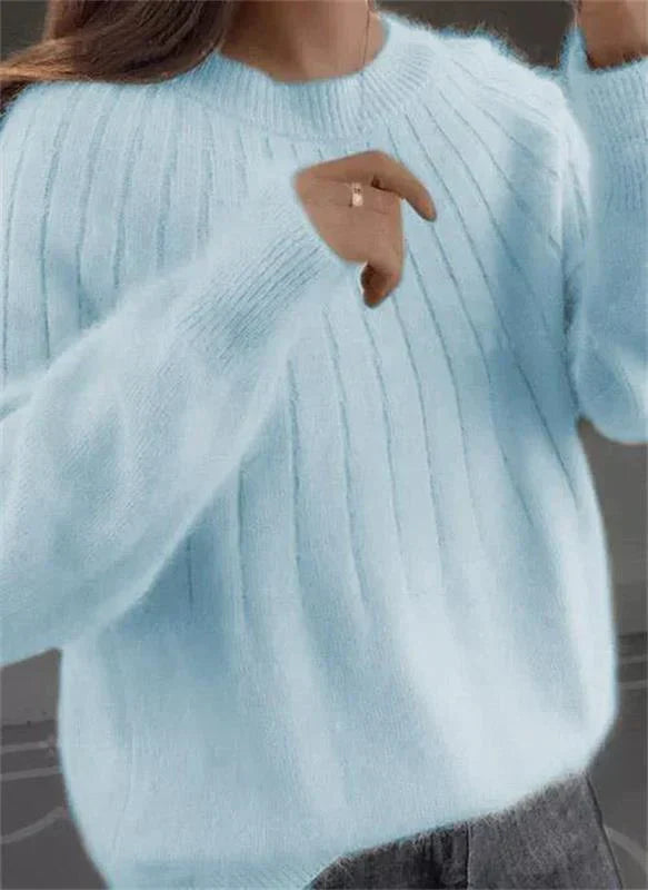 Damenpullover mit Wollstrickstruktur | Lange Ärmel