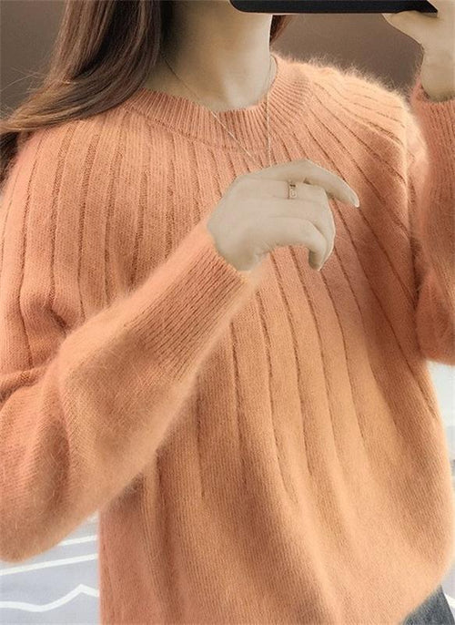 Damenpullover mit Wollstrickstruktur | Lange Ärmel