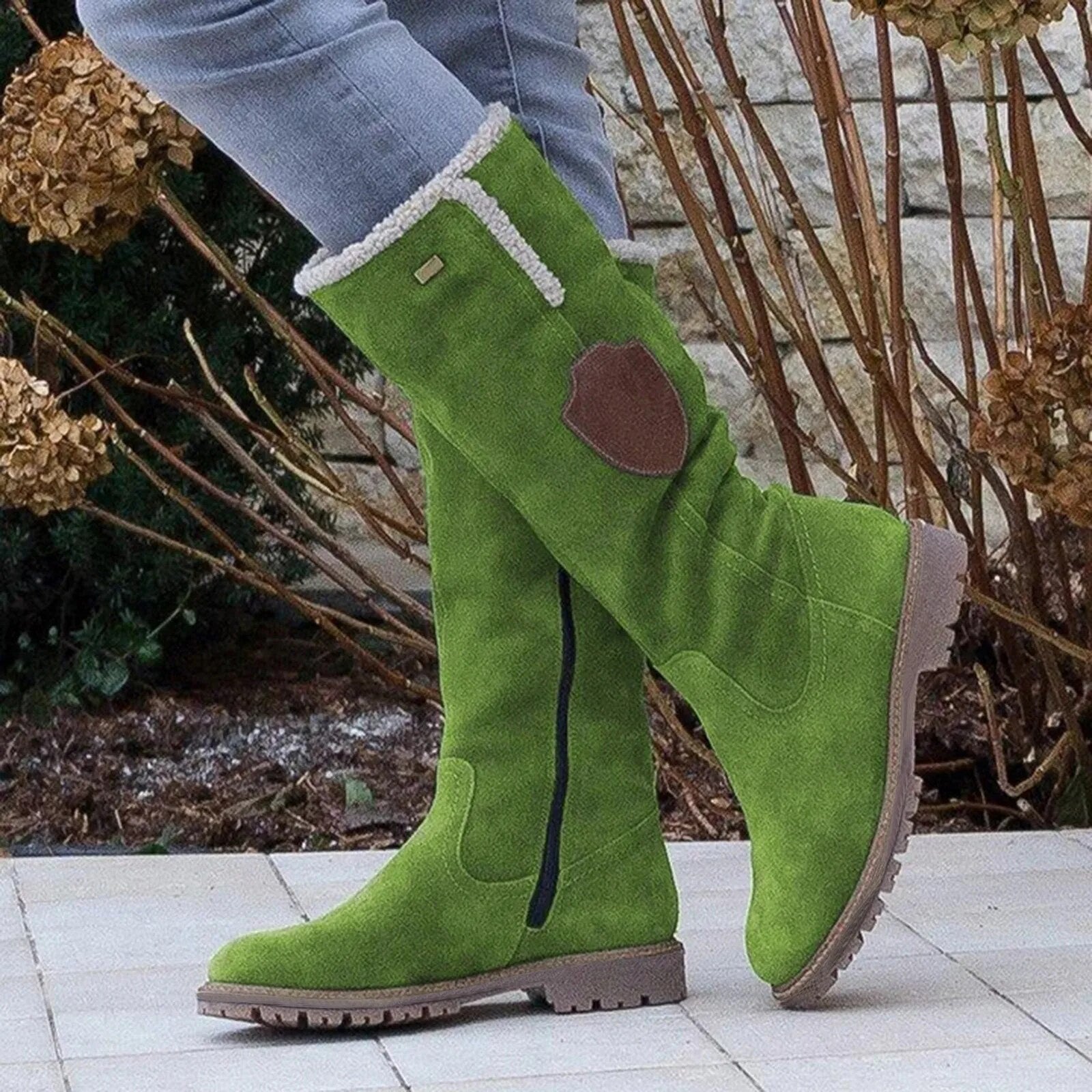 Damenstiefeletten – Profilsohle – Seitlicher Reißverschluss – Lockere Passform