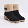 Damenstiefeletten – Lammfellfutter – Umschlagmanschette – Blockabsatz, robuste Sohle