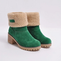 Damenstiefeletten – Lammfellfutter – Umschlagmanschette – Blockabsatz, robuste Sohle