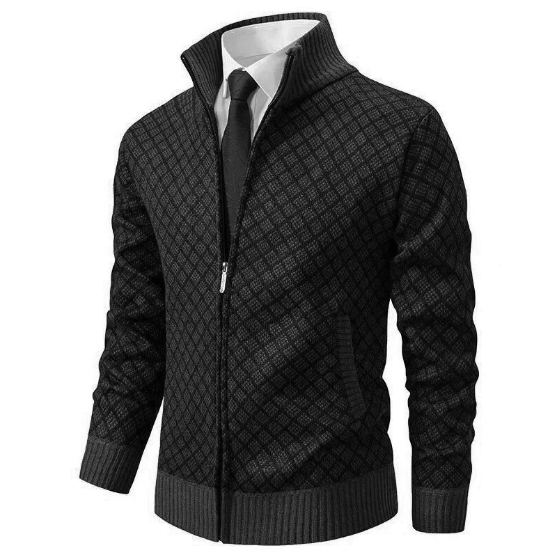 David Herren-Cardigan aus Wollmischung mit Reißverschluss
