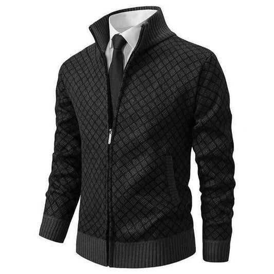 David Herren-Cardigan aus Wollmischung mit Reißverschluss