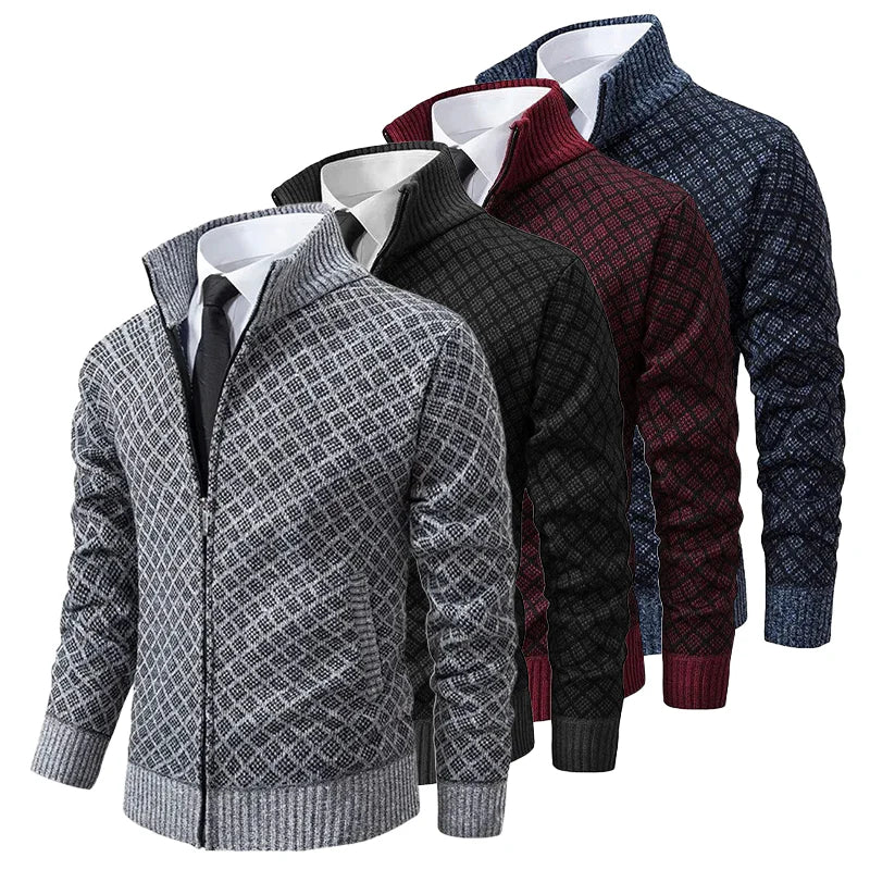 David Herren-Cardigan aus Wollmischung mit Reißverschluss