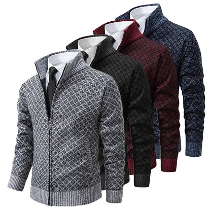 David Herren-Cardigan aus Wollmischung mit Reißverschluss