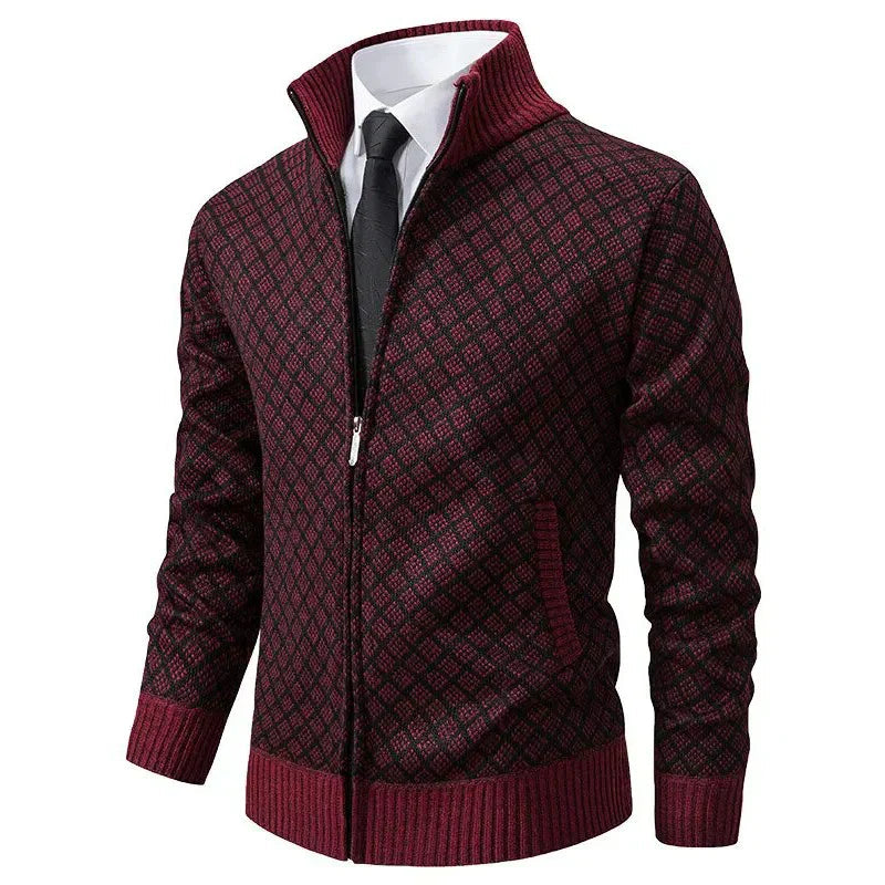 David Herren-Cardigan aus Wollmischung mit Reißverschluss