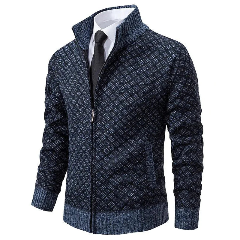 David Herren-Cardigan aus Wollmischung mit Reißverschluss