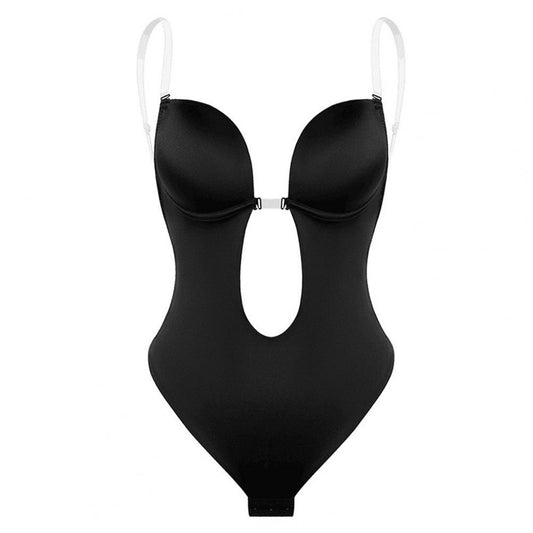 Tief ausgeschnittener Body Shaper mit V-Ausschnitt mit Gepolstertem Support und Unsichtbarem Design – Nahtloser Look für Elegante Outfits