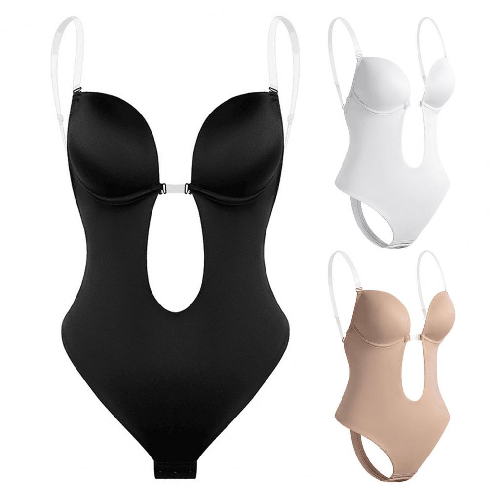 Tief ausgeschnittener Body Shaper mit V-Ausschnitt mit Gepolstertem Support und Unsichtbarem Design – Nahtloser Look für Elegante Outfits