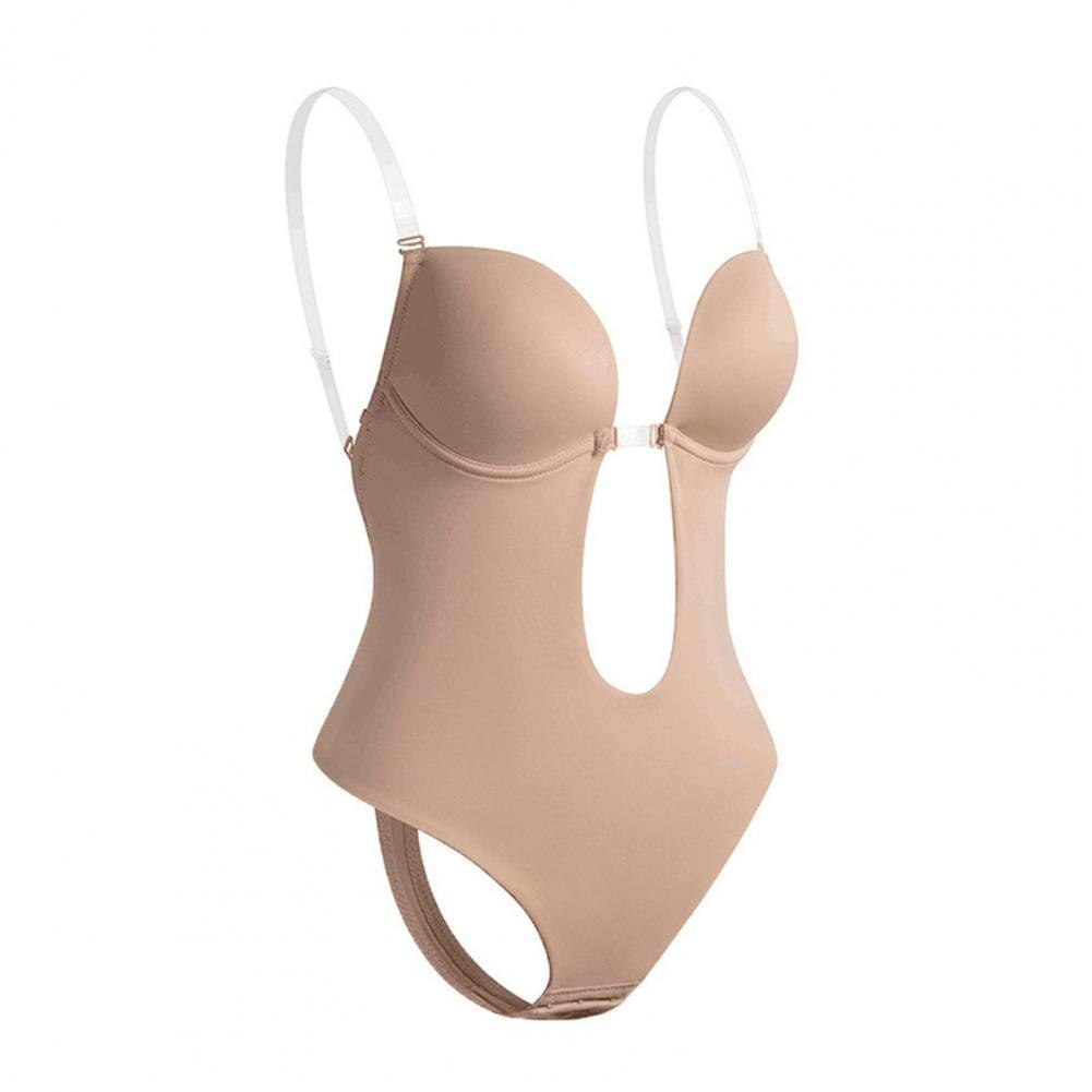 Tief ausgeschnittener Body Shaper mit V-Ausschnitt mit Gepolstertem Support und Unsichtbarem Design – Nahtloser Look für Elegante Outfits