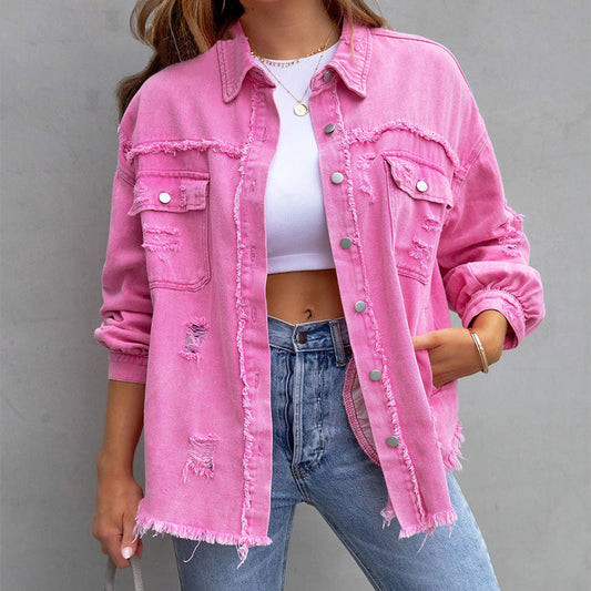 Damen-Jeansjacke mit Struktur und einzigartigen Details – zeitloses Design für trendige Outfits aus hochwertigem Material
