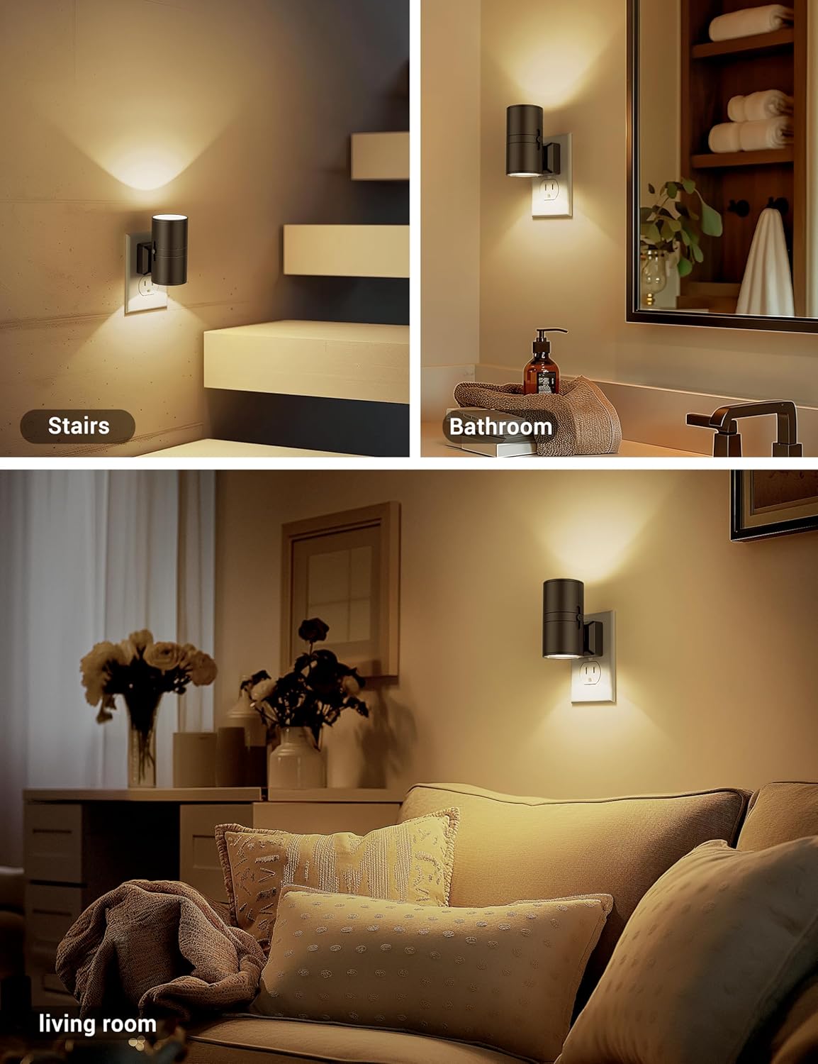 Dimmbares LED Nachtlicht für die Steckdose mit Automatischem Schemersensor – Energieeffiziente Plug-In Lampe für Schlafzimmer und Flure