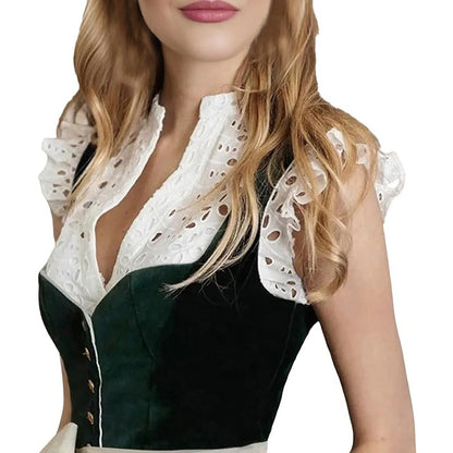 Dirndlkleid mit rosa Blumenmuster – Oktoberfest | Damentracht mit Schürze