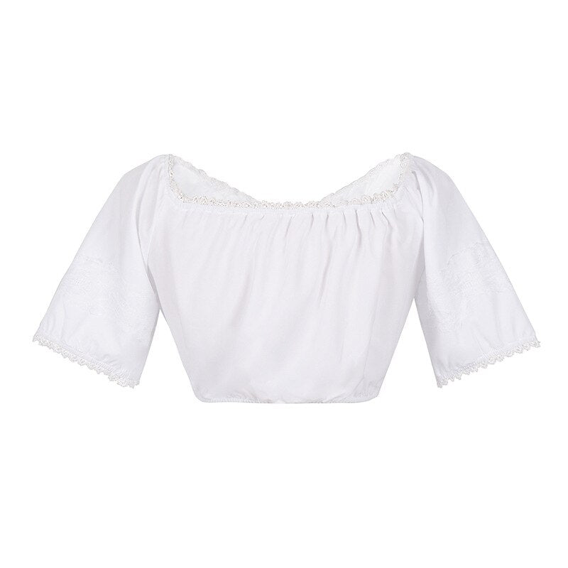 Dirndlkleid mit rosa Blumenmuster – Oktoberfest | Mit Schürze und Bluse für einen romantischen Trachtenlook