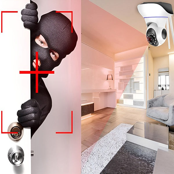Drahtlose IP Sicherheitskamera 1080P HD mit Zweiweg-Audio, Nachtsicht bis 15m, 360° Pan und 180° Tilt für effektive Überwachung