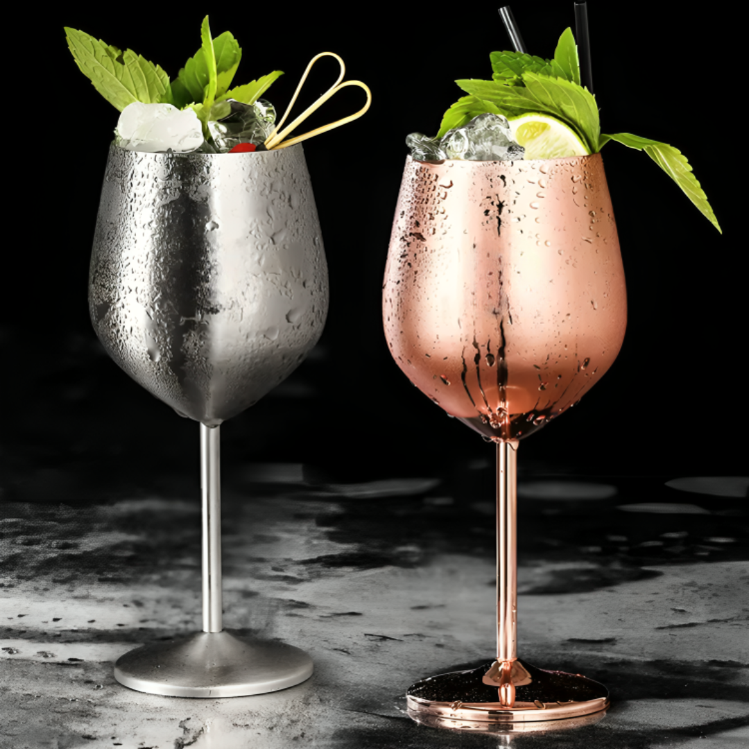 Edelstahl Weinglas 355ml – Unzerbrechliches Doppelwandiges Glas für Innen und Außen, Ideal für Wein und Cocktails