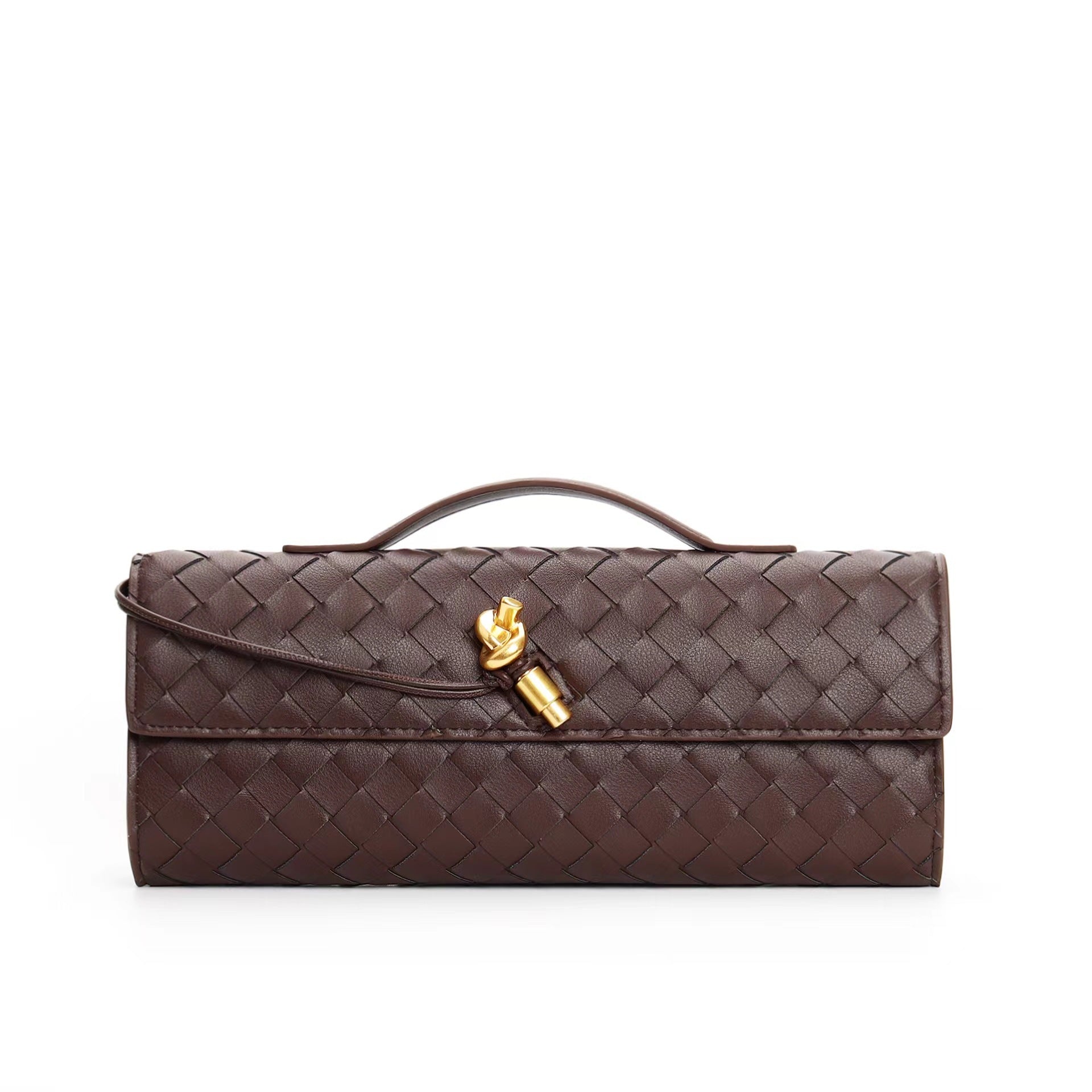 Edle geflochtene Damen Clutch aus Echtmaterial mit verstellbarem Riemen – kompakt und vielseitig für alle Gelegenheiten