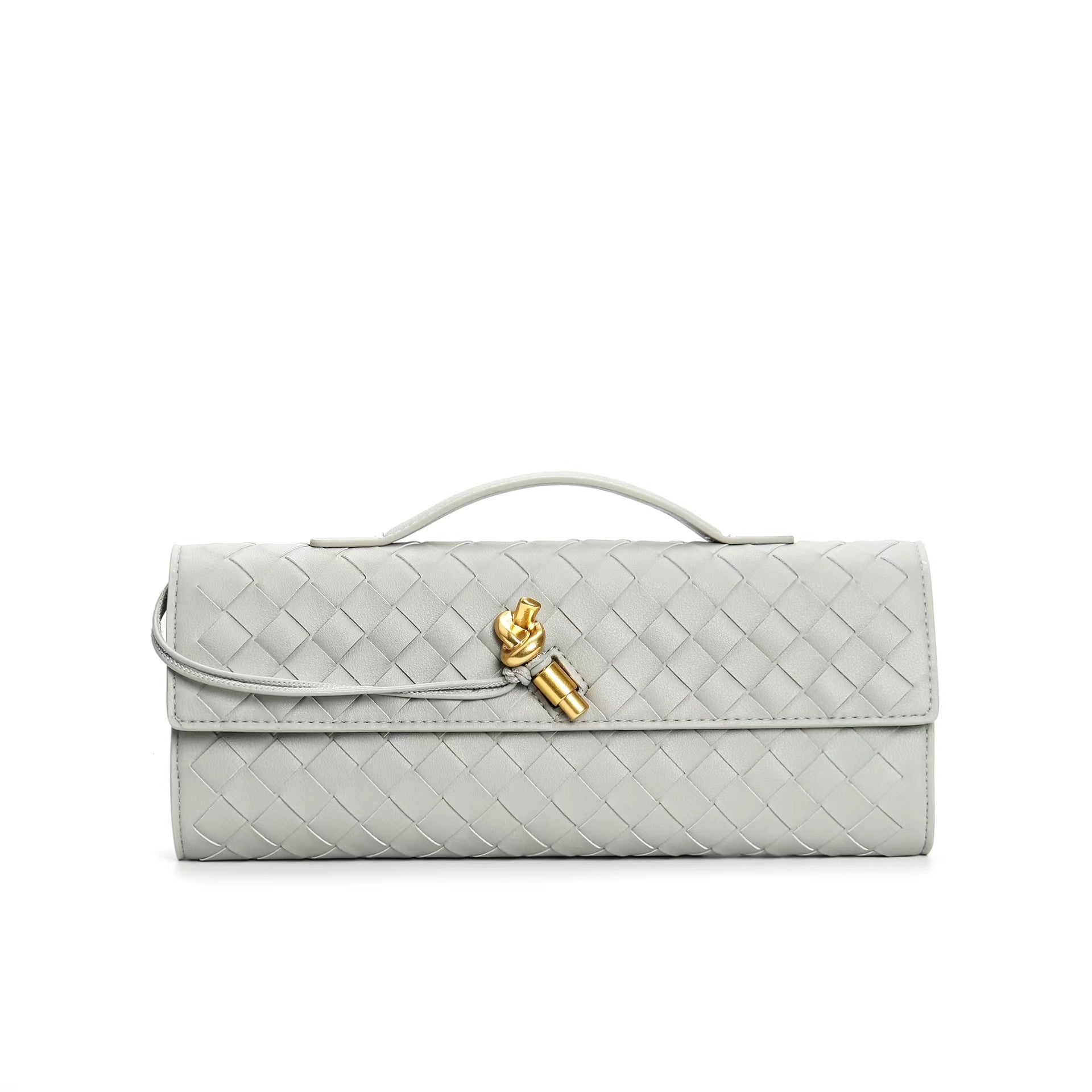 Edle geflochtene Damen Clutch aus Echtmaterial mit verstellbarem Riemen – kompakt und vielseitig für alle Gelegenheiten