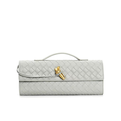 Edle geflochtene Damen Clutch aus Echtmaterial mit verstellbarem Riemen – kompakt und vielseitig für alle Gelegenheiten