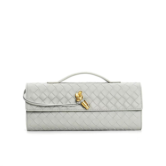 Edle geflochtene Damen Clutch aus Echtmaterial mit verstellbarem Riemen – kompakt und vielseitig für alle Gelegenheiten