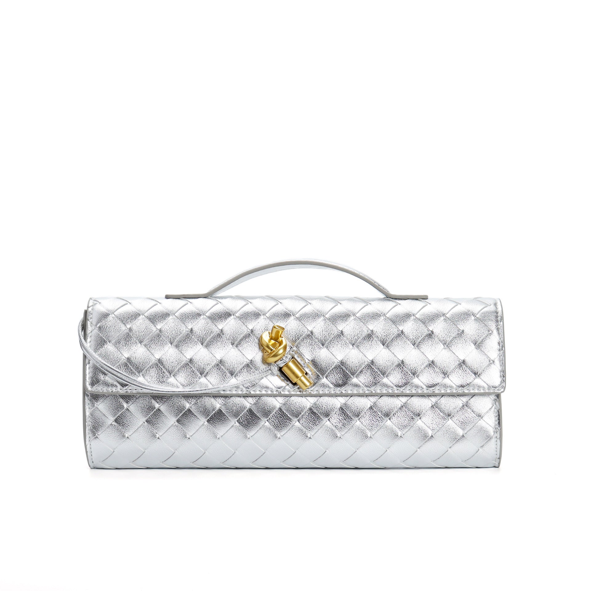 Edle geflochtene Damen Clutch aus Echtmaterial mit verstellbarem Riemen – kompakt und vielseitig für alle Gelegenheiten