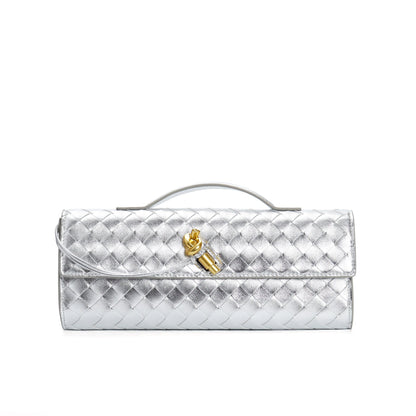 Edle geflochtene Damen Clutch aus Echtmaterial mit verstellbarem Riemen – kompakt und vielseitig für alle Gelegenheiten