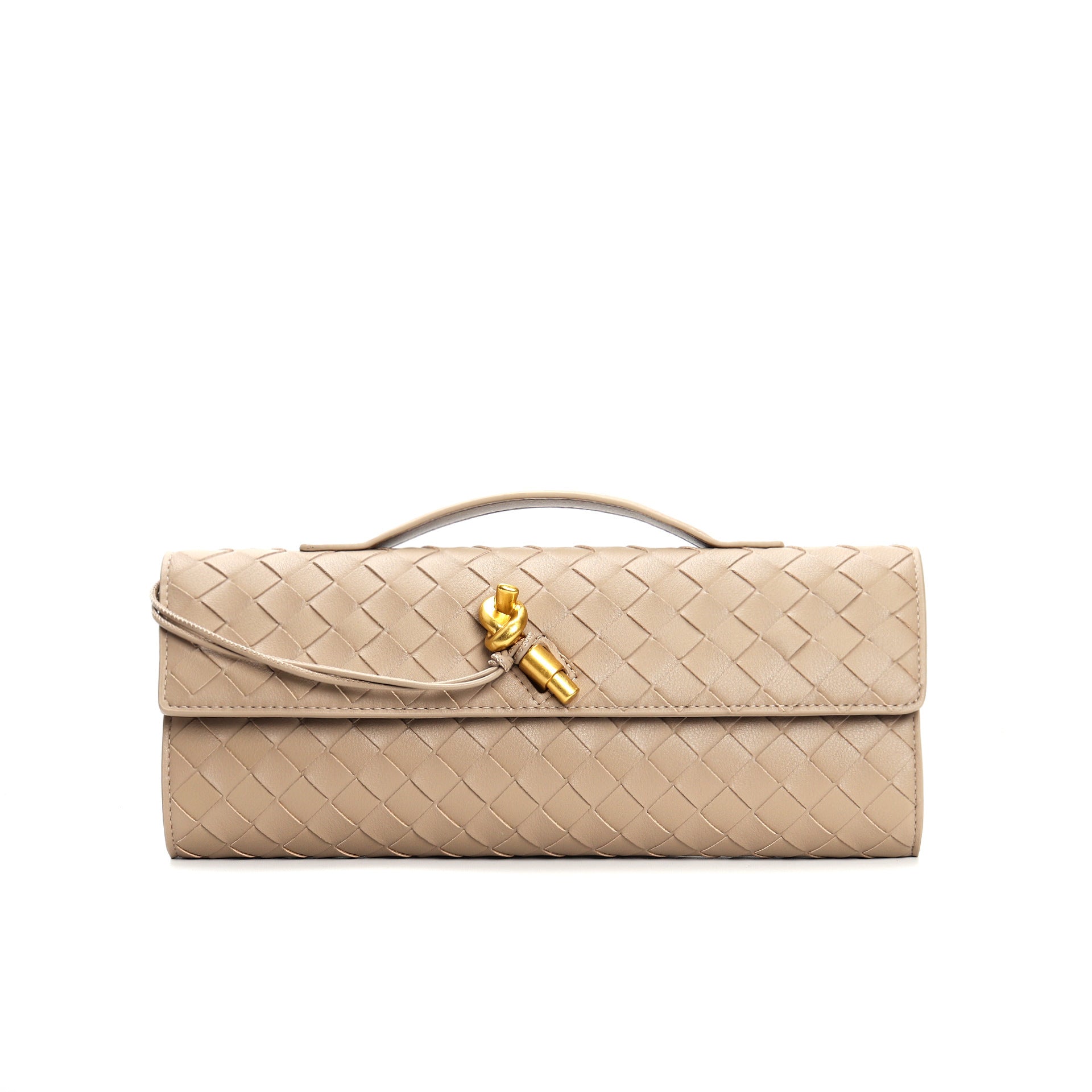 Edle geflochtene Damen Clutch aus Echtmaterial mit verstellbarem Riemen – kompakt und vielseitig für alle Gelegenheiten