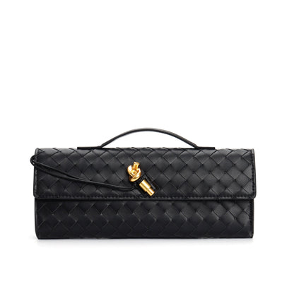 Edle geflochtene Damen Clutch aus Echtmaterial mit verstellbarem Riemen – kompakt und vielseitig für alle Gelegenheiten