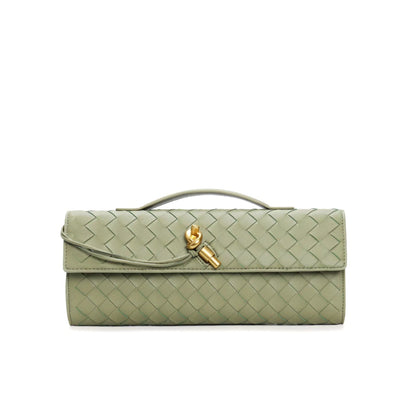 Edle geflochtene Damen Clutch aus Echtmaterial mit verstellbarem Riemen – kompakt und vielseitig für alle Gelegenheiten
