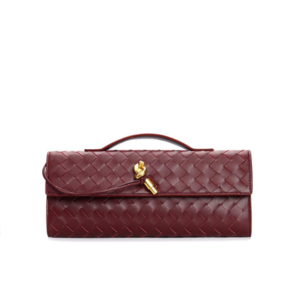 Edle geflochtene Damen Clutch aus Echtmaterial mit verstellbarem Riemen – kompakt und vielseitig für alle Gelegenheiten